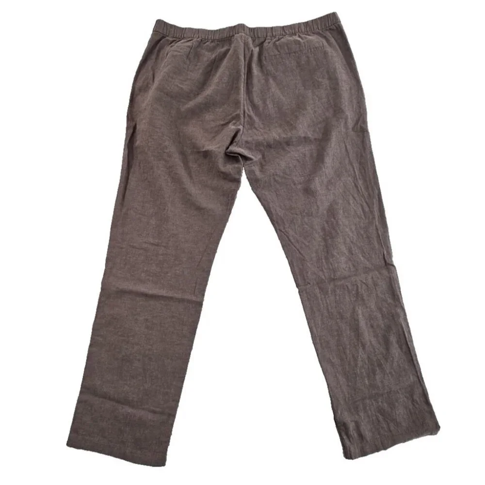 H&M Men's‎ Linen Blend Jogger Men's XXL Brown Drawstring Elastic EUC Lightweight